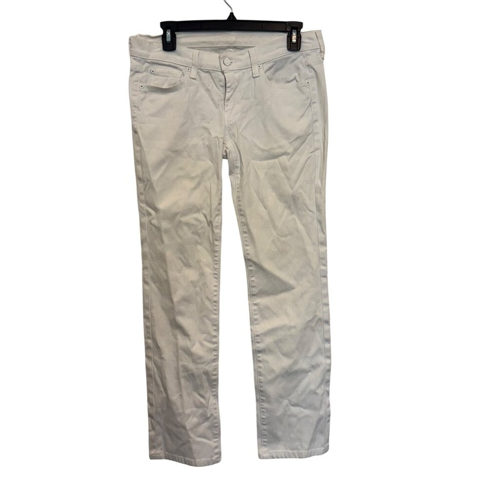 7 For All Mankind White Womens Straight-Leg Pants Size 28 Cotton Blend Stretch D